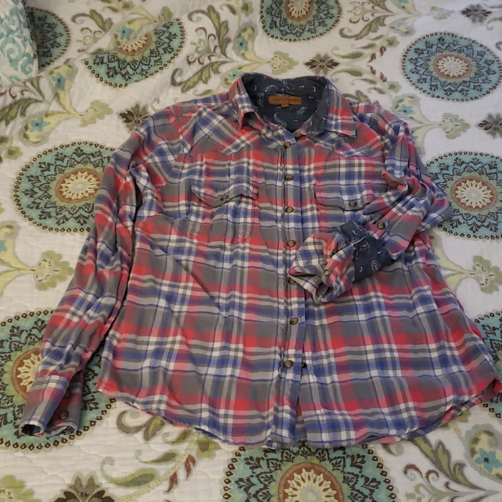 Button Down Flannel Multi-Color-Nwot - image 1